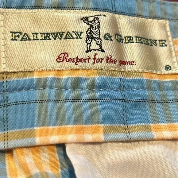 MEN'S FAIRWAY & GREENE SHORTS SIZE 40 PLAID BLUE ORANGE GOLF - Picture 5 of 6